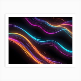 Abstract Image Of Flowing, Colorful Lines That Resemble Waves Or Energy Against A Dark Background 1 Art Print