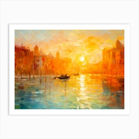 Emerald Orange Cityscape Art Print