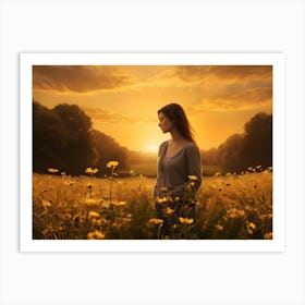 Sunset In A Field Art Print