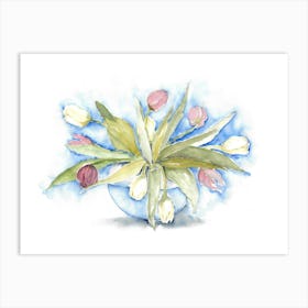 Bouquet Of Tulips In Watercolor Art Print