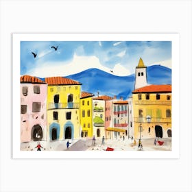 Trento Italy Cute Watercolour Illustration 1 Art Print