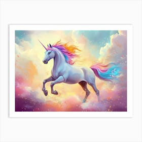 Fantasy Illustration Of A Wild Unicorn Horse 6 Art Print