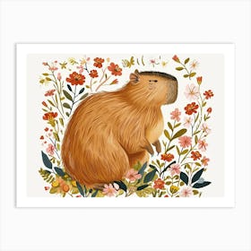 Little Floral Capybara 4 Art Print