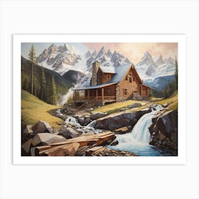 Cabin In The Mountains Art Print