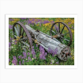 Old Wagon In Wildflowers 1 Art Print