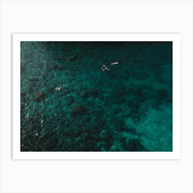 Aerial View Of People Swimming In The Ocean Art Print
