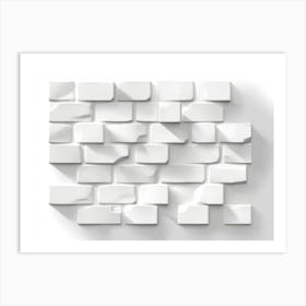 Abstract White Background with Brick Shadow Texture Art Print