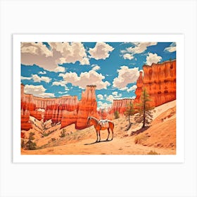 Horses Painting In Bryce Canyon Utah, Usa, Landscape 2 Art Print