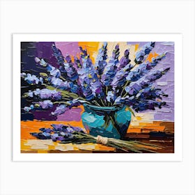 Lavenders In A Blue Vase - Ai Art Print