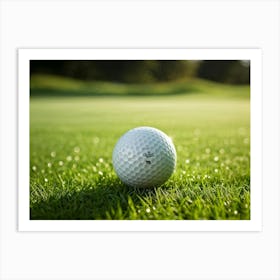 Golf Ball Resting On A Freshly Cut Green Fairway Detailed Texture Of The Grass Surrounds The Dimple (3) Poster