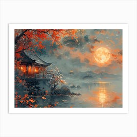 Moonlight Over The Lake 1 Art Print