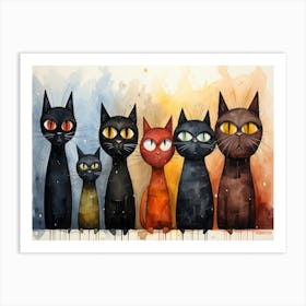 Cat Family Painting Art Print