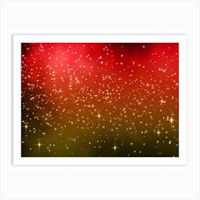 Orange Red Shades Shining Star Background Art Print