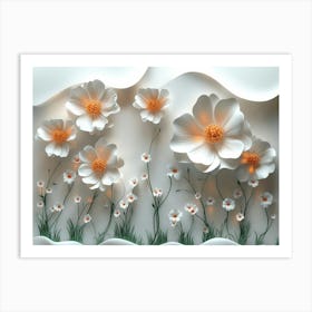 A Classic 3d Beautiful Flowers, Highlighted by a Detailed Art Print