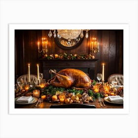 A Sumptuous Thanksgiving Banquet Showcasing A Centerpiece Of Succulent Fresh Roasted Turkey Surrou (6) 1 Art Print