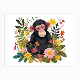 Little Floral Baboon 1 Art Print