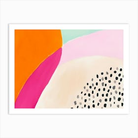 Pastel orange-pink Abstrake Punkte Kunst, gute Laune Sommer Print Malerei 1 Art Print