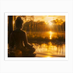 Buddha Meditation In Sunset Art Print