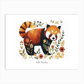 Little Floral Red Panda 1 Poster Art Print