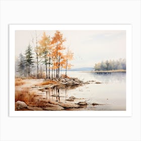 A Painting Of A Lake In Autumn 48 Art Print