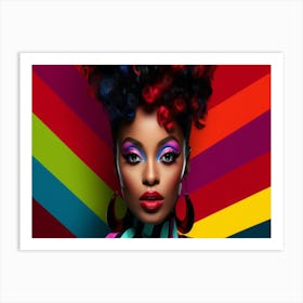 Woman With Colorful Makeup Art Print