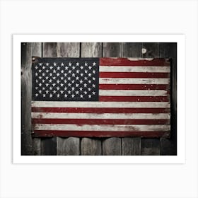 American Flag Rendered In Black And White With Subtle Red Stars Against A Smudged Vintage Backdrop R (6) Art Print