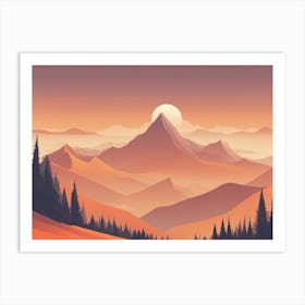 Misty mountains horizontal background in orange tone 73 Art Print