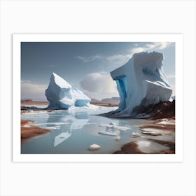 Floating Icebergs On A Desert Art Print