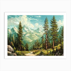 Retro Mountains 5 Art Print
