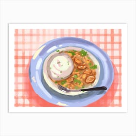 A Plate Of Shawarma, Top View Food Illustration, Landscape 2 Art Print