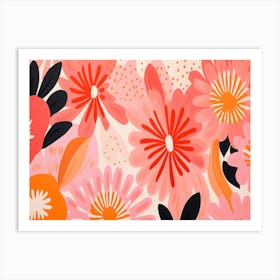 Pink And Orange Flowers 1 Art Print