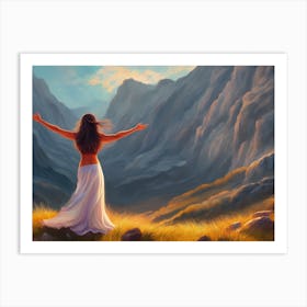 Woman In The Mountains Art Print