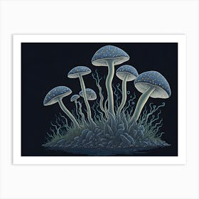 Neon Mushrooms (12) Art Print
