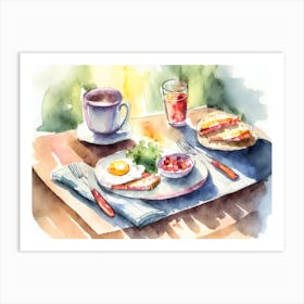 Lunch On A Table In The Sunlight Watercolour 2 1 Art Print