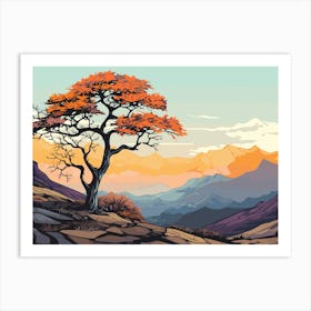 Tree In The Mountains Art Print