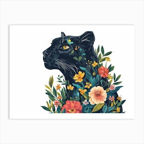 Little Floral Black Panther 1 Art Print