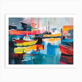 Boats In Harbour Art Print