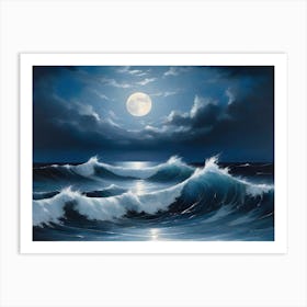 Moonlight Over The Ocean Art Print