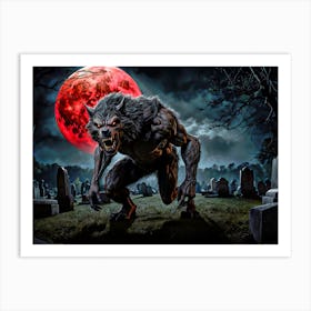 Werewolf in Cemetary Art Print