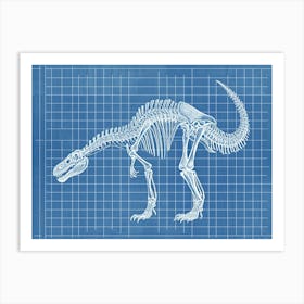 Brontosaurus Dinosaur Skeleton Blueprint Art Print