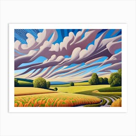 Clouds Over A Field Abstract Art Print