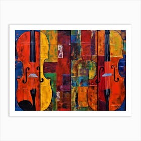 Cello Abstract - Two Cellos Art Print