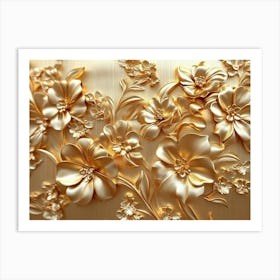 Gold Floral Wallpaper 3 Art Print