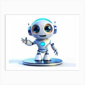 Friendly Robot Waving Hello Art Print