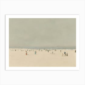 Vintage Painting People On The Beach Art Print