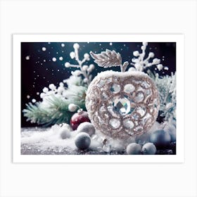 Crystal Apple covered with snow, winter theme Art Print