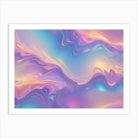 Abstract Background Of Flowing, Liquid Like Waves In Shades Of Purple, Blue, And Yellow, Creating A Vibrant And Dynamic Pattern Art Print