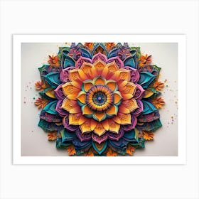 3d Detailed Mandala With Vibrant Colors 2 Art Print