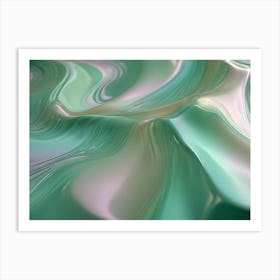 A Mesmerizing, Abstract Image Of Swirling, Flowing Lines In Shades Of Green, White, And Pink, Creating A Sense Of Movement And Depth Art Print