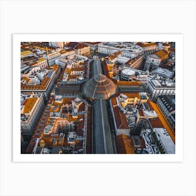 Aerial photography of the Galleria Vittorio Emmanuel II in Milan, Italy. Art Print